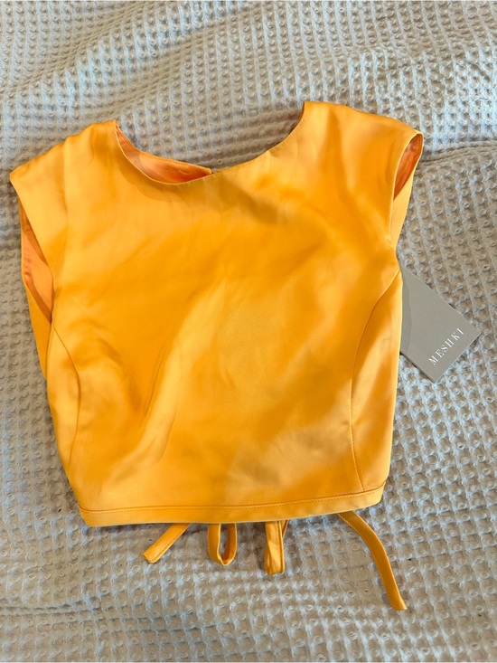 Meshki Tops - MESHKI Viviana Satin Sleeveless Crop Top – Tangerine | Size X-Small | NWT